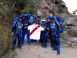 Nuestro equipo alentando al equipo de fútbol, Camino Inca